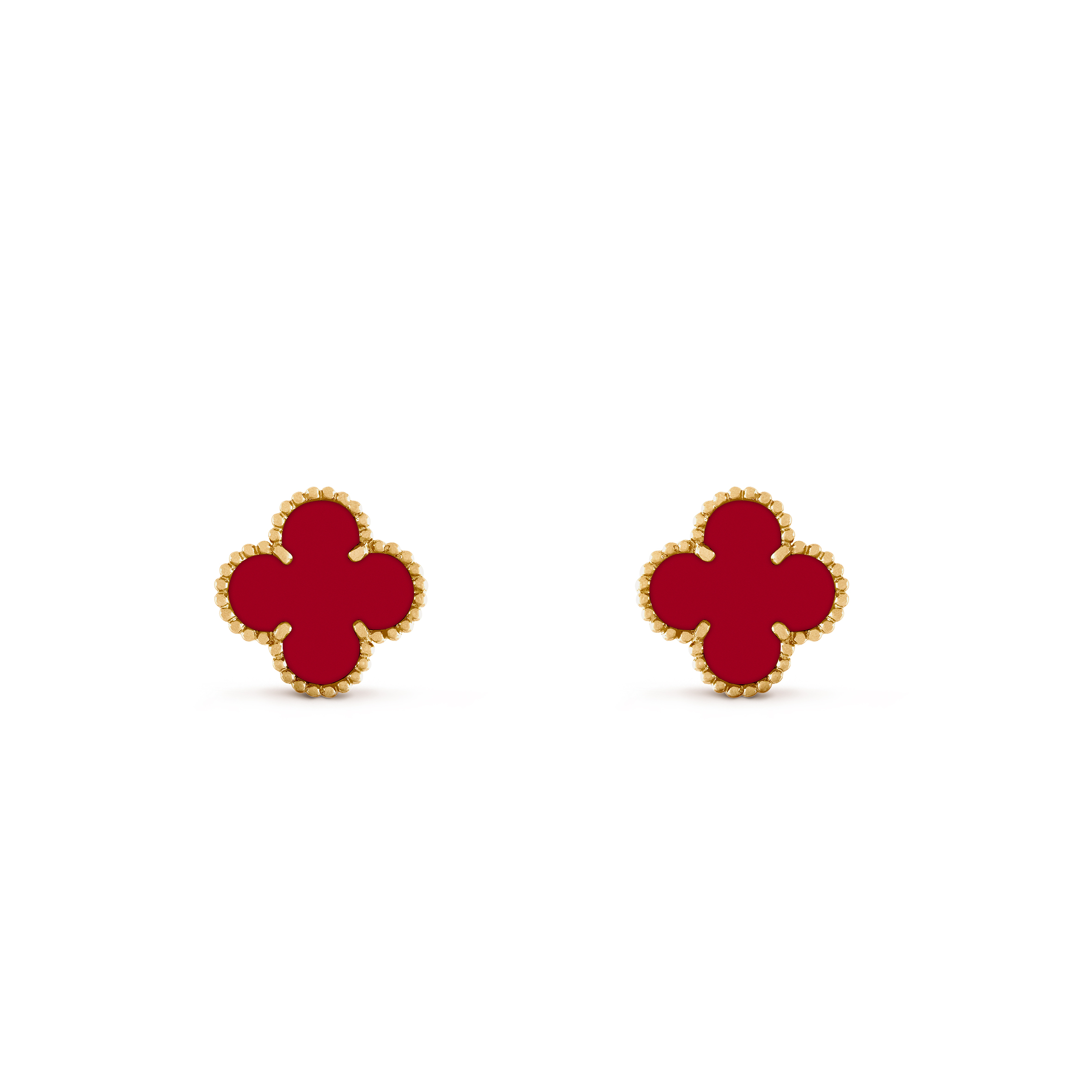 V*N CL*F arpels vintage alhambra earrings - yellow gold, carnelian  vcard40400
